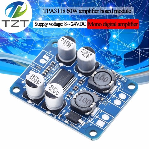 1PCS DC 12V-24V TPA3118 60W Mono Digital Audio Power Amplifier Board Amp Module ► Photo 1/6