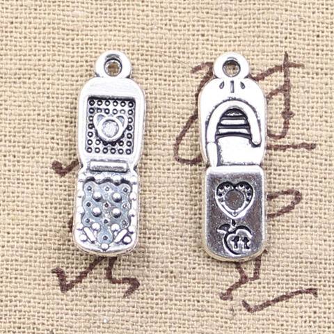 15pcs Charms Cellphone Mobile 27x8mm Antique Silver Color Plated Pendants Making DIY Handmade Tibetan Silver Color Jewelry ► Photo 1/1