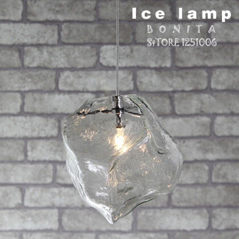 Transparent ice crystal pendant lighting for restaurants Clear glass stone hanging lamps for dining room led cord pendant lamp ► Photo 1/2