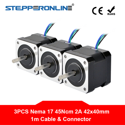 3PCS Nema 17 Stepper Motor 40mm 45Ncm(64oz.in) 2A 4-lead Nema17 Step Motor 1m Cable for DIY 3D Printer CNC Robot ► Photo 1/6