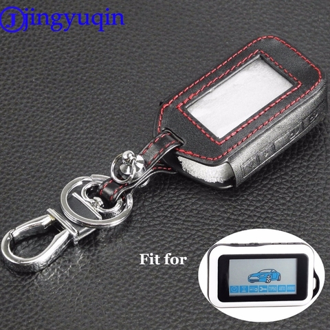 jingyuqin 4 Buttons Remote Leather Key Cover Case Key Chain For Starline E60 E61 E62 E90 E91 2 Way Car Alarm System Remote ► Photo 1/4