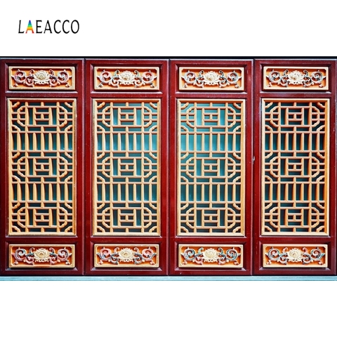 Laeacco Chinese Style Screen Door Palace Wedding Party Photography Backgrounds Customize Photographic Backdrops For Photo Studio ► Photo 1/5