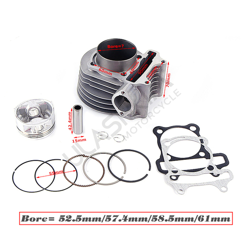 GY6 125 150cc upgrade to GY6 200cc 61mm add more power 30% 152qmi 1P52QMI 157QMJ 1P57QMJ Engine for 4 stroke air cooling ► Photo 1/6