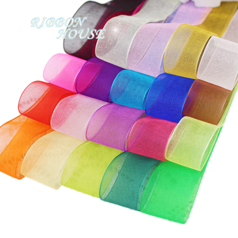 (50 yards/roll) Organza Ribbon Wholesale gift wrapping decoration Christmas silk ribbons lace fabric 12/15/20/25/40/50mm ► Photo 1/6