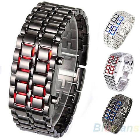 Hot Sales 2013 New Fashion Men Women Lava Iron Samurai Metal LED Faceless Bracelet Watch Wristwatch 0W47 ► Photo 1/6