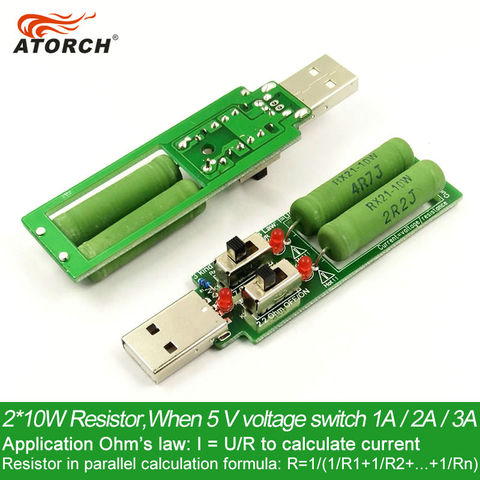 ATORCH USB resistor DC electronic load With switch adjustable 3kind current battery capacity voltage discharge resistance tester ► Photo 1/6