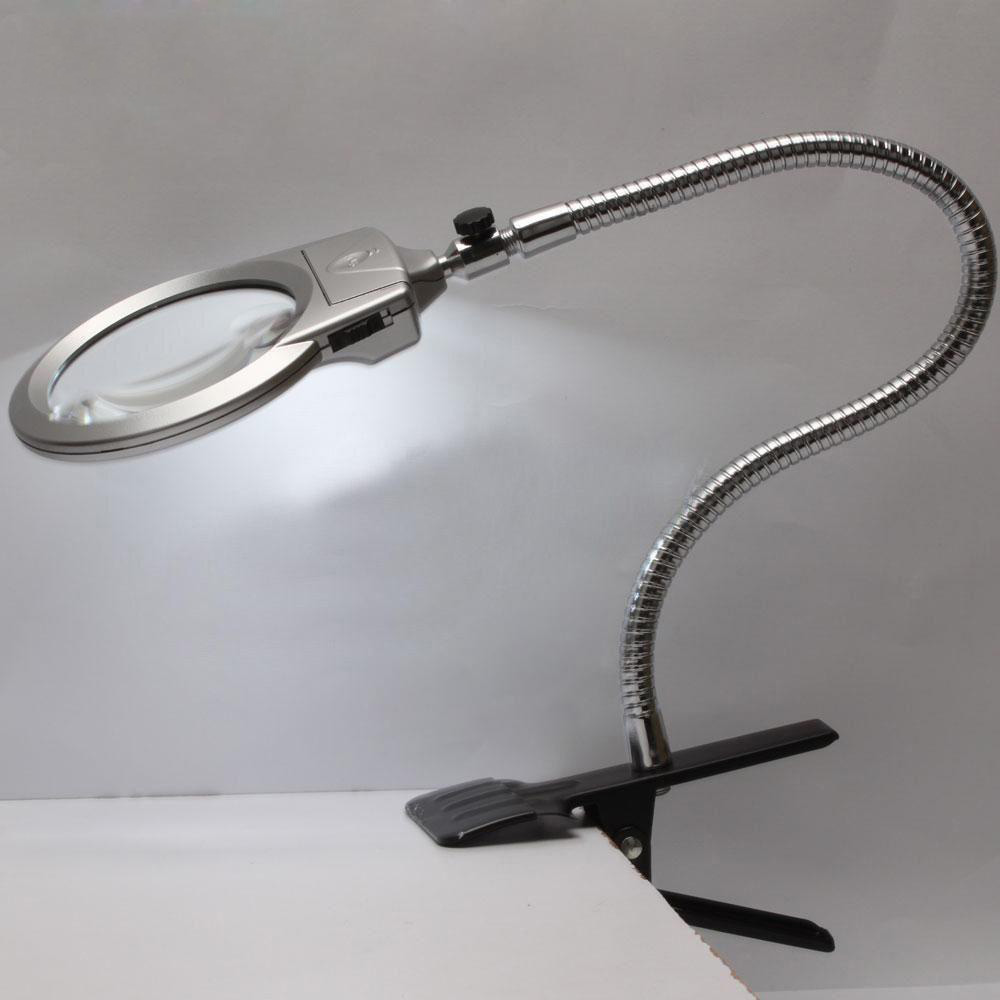 Lighted Magnifier Clip On Table, Lighted Magnifying Lamp With Clamp