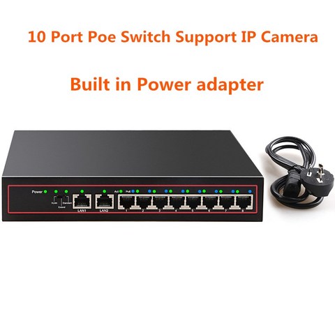 10 Ports POE Switch 48V Power Over Ethernet Network Switch 8 PoE Switch Injector for IP camera/Wireless AP/CCTV Camera System ► Photo 1/6