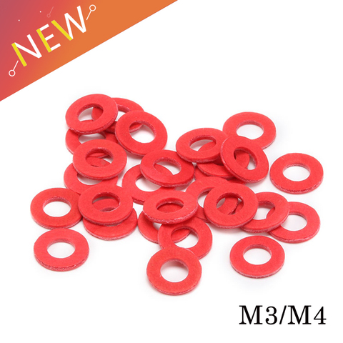 200Pcs M3 M4 Steel Pad Insulation Washers Red Steel Paper Meson Gasket Spacer Insulating Spacers ► Photo 1/6