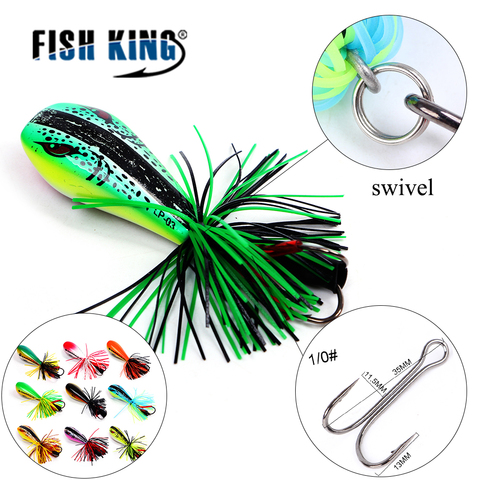 FISH KING 1Pcs Frog Lure 90mm/10g Hard Bass Bait Snakehead Lure Topwater Simulation Popper Frog Fishing Lures Fishing Tackle ► Photo 1/6