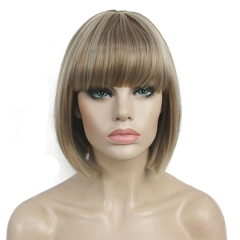 StrongBeauty Short Bob Wig Point Part Bangs synthetic Wigs COLOUR CHOICES ► Photo 1/6