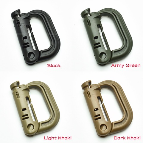 4 pcs/lot Grimloc Army Locking Plastic D-Ring Multi-use Safety Buckle For Backpack Clasp Keychain Bag Outdoor Activity ► Photo 1/6
