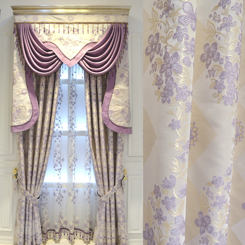 Modern Warm Purple Curtain, Curtains With Valance