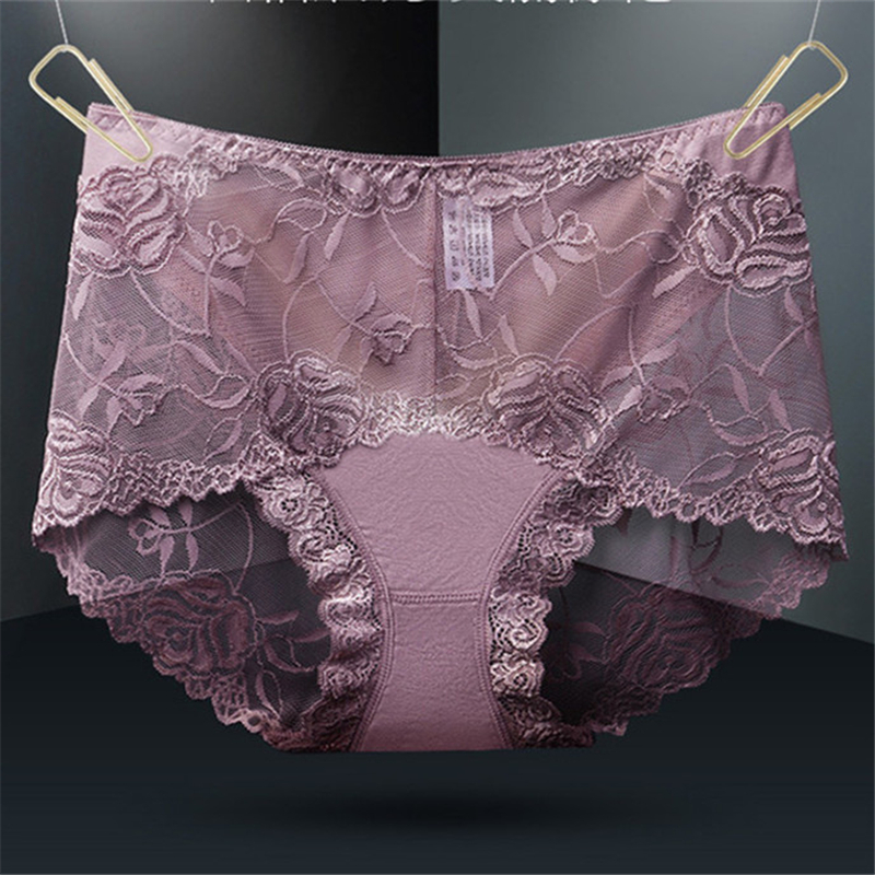 HW4 High Waist Women's Lace Underwear Briefs Female Sexy Seamless