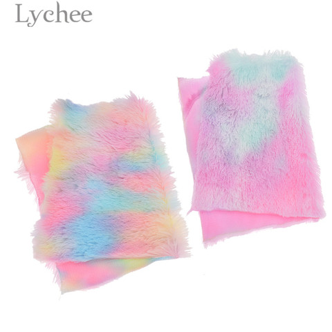 Lychee Life 21x29cm A4 Rainbow Fur Fabric High Ouality Flocking Fur Synthetic Leather DIY Sewing Material For Hair Accessories ► Photo 1/6