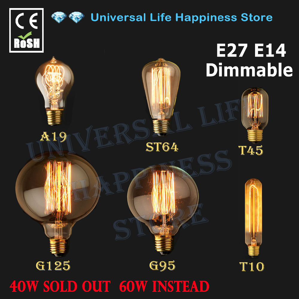 40W E27 Ampoule LED T10 Ampoule Filament Light Vintage Lampe Tungstène 