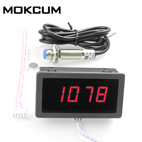 4Bit Digital LED Tachometer Motor RPM Speed Meter+Hall Switch Sensor motor speedometer counter tachometer ► Photo 1/1