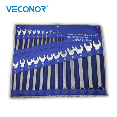 23pcs Combo Wrench Set High Torque Spanner Set of Keys Open and Box End Metric 6~32mm Chrome Vanadium with Roll-up Storage Pouch ► Photo 1/3