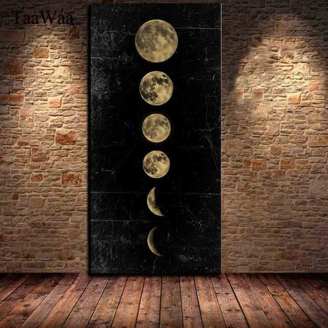 Taawaa Big Size Eclipse Of The Moon Wall Art Picture Minimalist Canvas Poster Print Universe Long Banner Painting Home Decor Alitools - Moon Wall Art Painting
