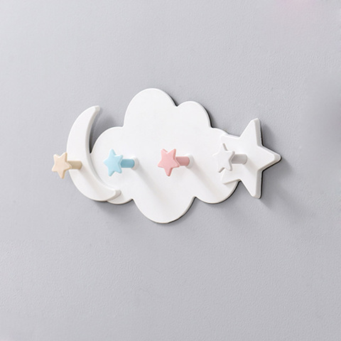 Creative Cute Star Moon Cloud Shape Nail-free Wall Clothes Hooks Kids Room Decorative Key Hanging Hanger Kitchen Storage Hook ► Photo 1/6