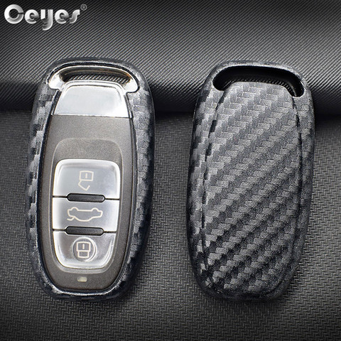 Ceyes Auto Protection Key Covers Car Styling Case For Audi A6L A4L Q5 A3 A4 B6 B7 B8 Smart Carbon Fiber Grain Shell Accessories ► Photo 1/6