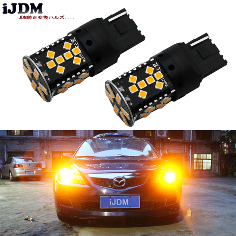 iJDM Canbus Error Free 7440 LED No Hyper Flash 21W Amber yellow W21W T20 LED Replacement Bulbs For Car Turn Signal Lights,12v ► Photo 1/6