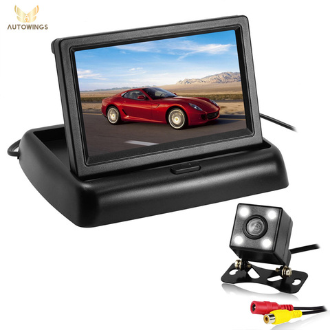 2 in 1 Parking Assistance 4.3 inch Folding Car in-Dash Monitor Video Player with Night Vision Waterproof Rear View Backup Camera ► Photo 1/6