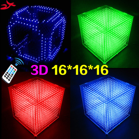DIY 3D 16S LED Light Cubeeds  With Animation Effects /3D CUBEEDS 16 16x16x16 3D LED /Kits,3D LED Display,Christmas Gift ► Photo 1/5