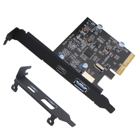 PCI-E PCI Express to USB 3.1 Gen2 10Gbps Hub Type A and Type C 2-Port PCIe Expansion Adapter Card For Windows 7/8/8.1/10/Linux ► Photo 1/6