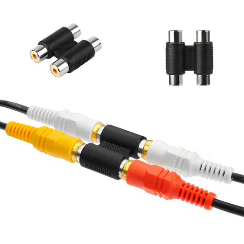 1PC Useful Dual RCA Joiner Coupler Plug Single RCA Female to Female Audio Video AV Cable Adaptor Connector New ► Photo 1/6
