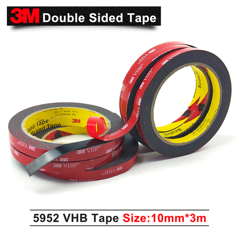 3M VHB 5952 thickness 1.1mm foam mounting tape double sided acrylic foam tape, black, ,10mm*3m/1Rolls/Lot ► Photo 1/6