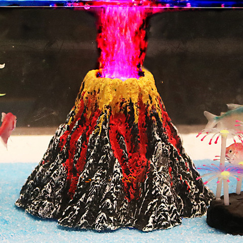 Small / Large Aquarium Volcano Decoration Underwater LED Light Fish Tank Oxygen Air Pump Air Stone Bubbles Ornament ► Photo 1/6