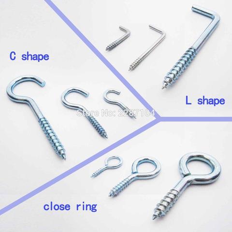 25X Silver Picture Lamp Light Cabinet Plant Furniture Curtain Wire Eye Bolt Eyebolt Screw in Spiral Hanger L C Cup O Ring Hook ► Photo 1/4