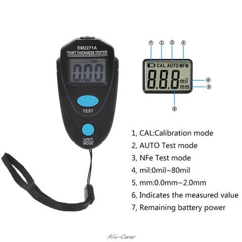EM2271/EM2271A  Mini LCD Digital Automobile Thickness Gauge Car Paint Tester Display Thickness Coating Meter Testing Instrument ► Photo 1/6