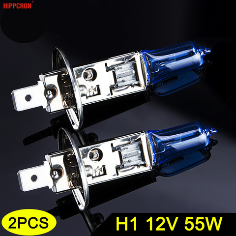 Hippcron H1 Halogen Bulb 12V 55W 5000K Dark Blue Quartz Glass Car HeadLight Lamp Super White (2 PCS) ► Photo 1/5