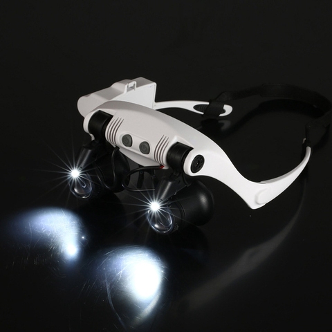 LED Magnifier 10X 15X 20X 25X Double Eye Jewelery Watch Repair Tools 8 Lens LED Lanp Loupes Watchmaker Strap Microscope Glasses ► Photo 1/6