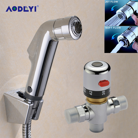 AODEYI 38 Degree Thermostatic Mixer Valve Hand Held Spray Shower Set Shattaf Bidet Sprayer Jet Tap Douche Kit 02-060T ► Photo 1/6