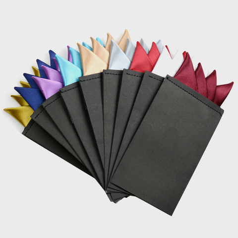 Men's Pre-folded Pocket Square Solid Handkerchiefs 24 Colors Formal Wedding Party Business Chest Towel Black White ► Photo 1/6