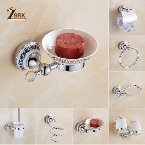 ZGRK Paper Holder Crystal Solid Brass Gold Washroom Robe Hook Soap Holder Towel Bar Towel bar Cup Holder Bathroom Accessories ► Photo 1/6