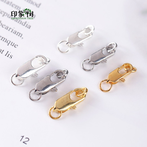 10pcs/Pack14X5 12X4mm Metal Lobster Clasps Claw Hooks With Rings Sets Silver Gold Rhodium Plate DIY Jewelry Making Finding 11000 ► Photo 1/6