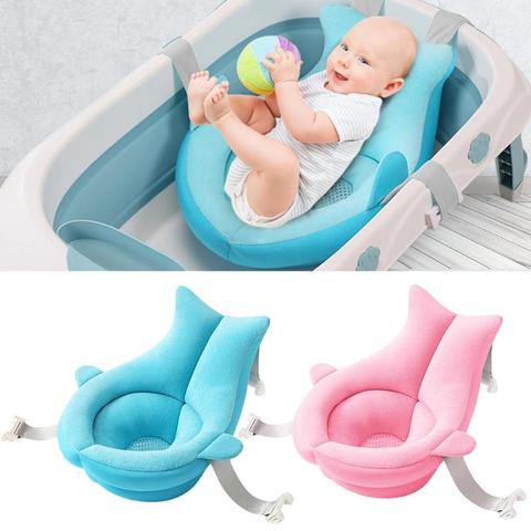 Baby Shower Bath Tub Pad Non-Slip Bathtub Seat Support Mat Newborn Safety  Security Bath Support Cushion Foldable Soft Pillow