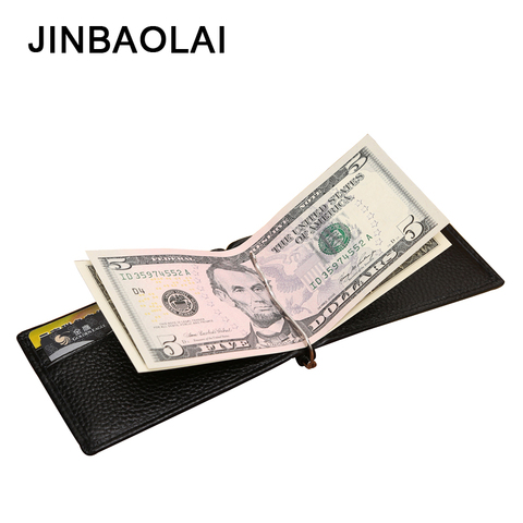 JINBAOLAI Casual Men Wallets Genuine Leather Short Purses Soft Solid Male Wallet Thin Money Clips Cow Leather Clutch Wallet ► Photo 1/6