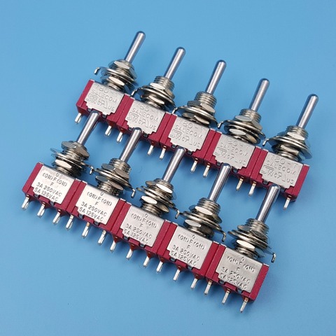 10Pcs T8014A 3Pin Momentary MOM-OFF-MOM 3 Position SPDT Mini Toggle Switch 5A/125VAC ► Photo 1/5