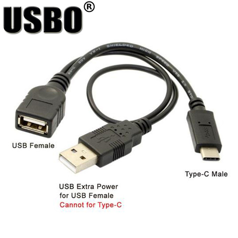 High quality black USB3.1 Type C data line high speed Type-C male to female USB 2.0 OTG USB connection cable with power supply ► Photo 1/6