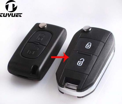 FOB Keyless Entry Key Case For Peugeot 307 308 408 2 Buttons Modified Folding Flip Remote Key Shell VA2 Blade without Groove ► Photo 1/5