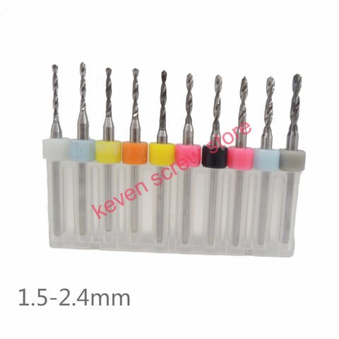 Free shipping 10pcs/Set HighQuality Hard Alloy PCB Print Circuit Board Carbide Micro Drill Bits Tool 1.5 to 2.4mm  for SMT CNC ► Photo 1/6