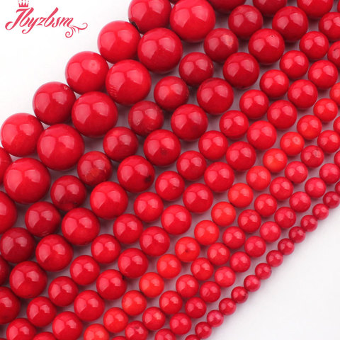 2,3,4,6,8,10mm Smooth Round Red Coral Natural Stone Beads For DIY Necklace Bracelets Jewelry Making Loose 15