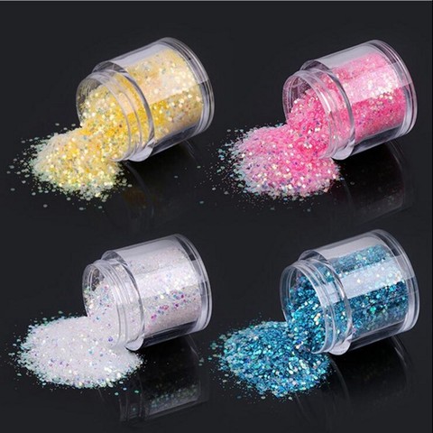 Hot 12Colors 10g/jar Mix-size Holographic Acrylic Nail Glitter Powder Laser Glitter Dust Powder Decoration for Nail Art Tips ► Photo 1/6
