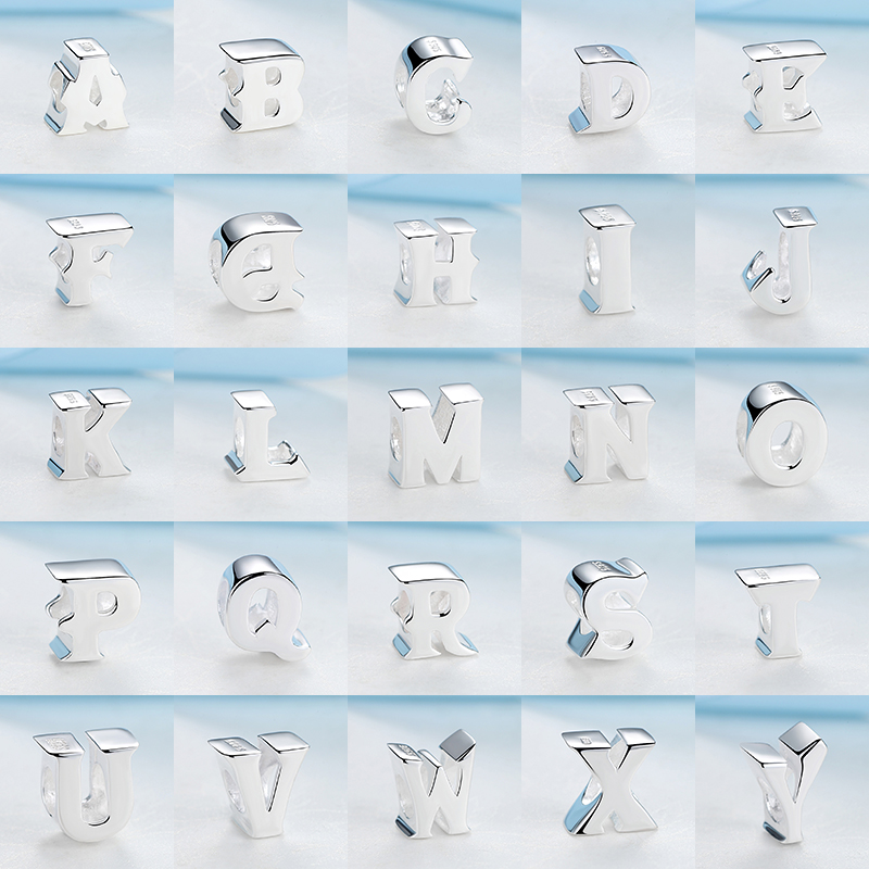 Letter A-Z Charm 100% Real 925 Sterling Silver Letters Charm Fit Brand  Bracelet - AliExpress