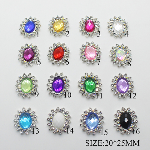10pcs/lot 20*25mm Acrylic Rhinestone Buttons for Clothes Metal Button  DIY Handicraft Sewing Accessories ► Photo 1/3